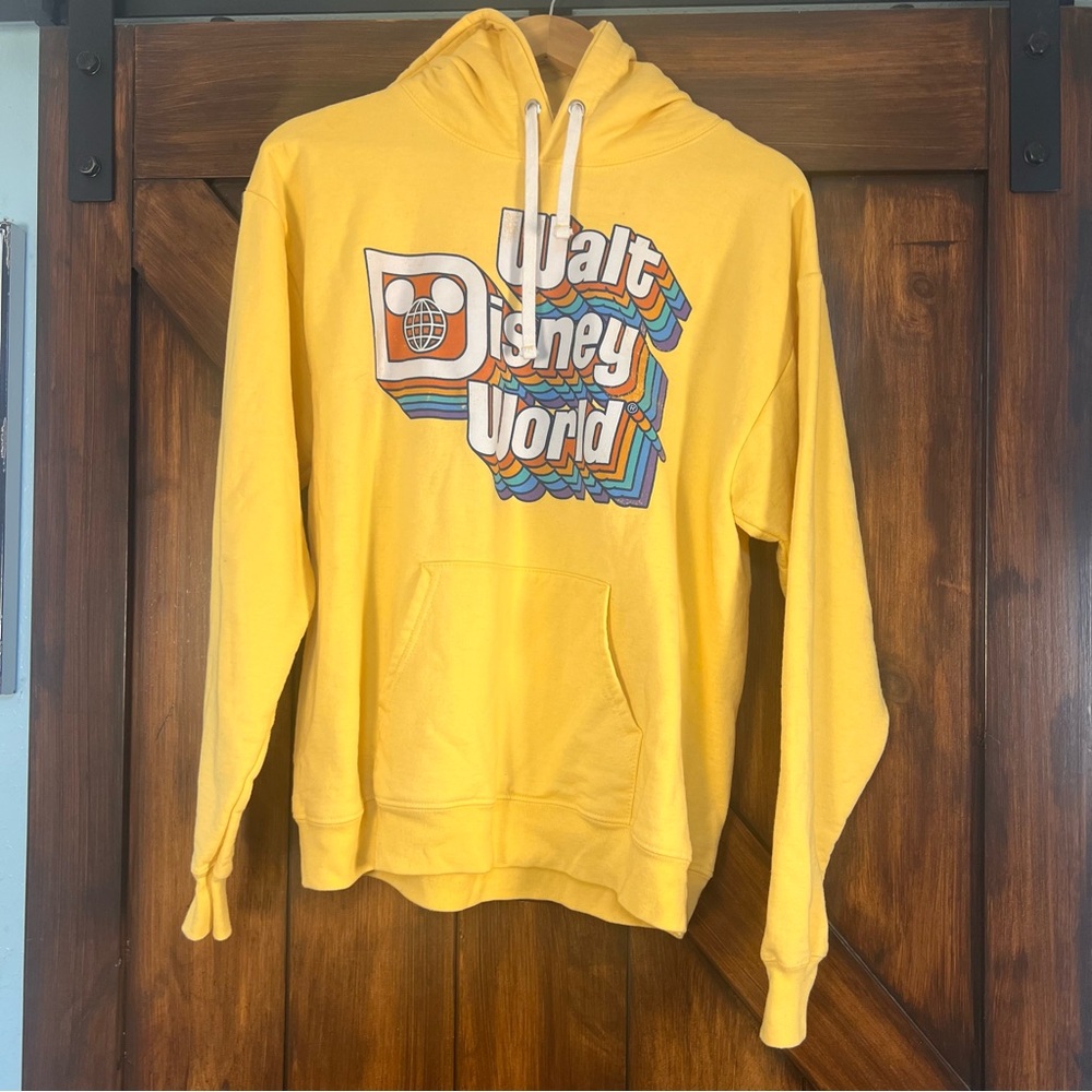 Yellow Walt Disney World  Retro‎ Spell out Hoodie Women's M
